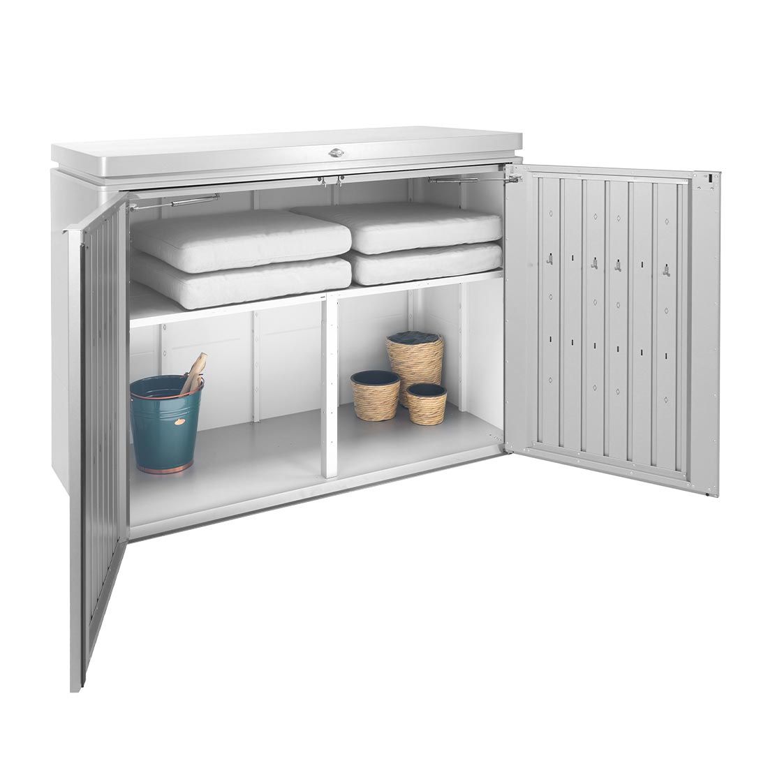 Biohort Highboard 160 Zwischenboden 4tlg 78x30x53,5 cm Silber Garten