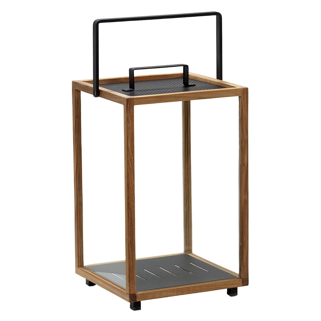 CaneLine Lighthouse Laterne 33x33x54 cm Teak/Aluminium Natur/Lava Grey