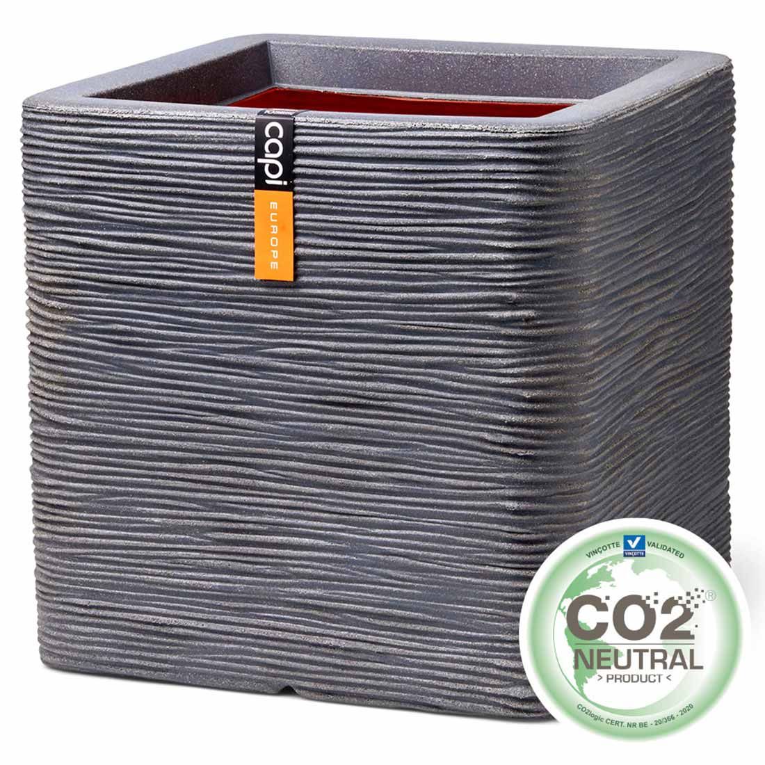 capi Nature Rib Pflanztopf 40x40x40cm Kunststoff