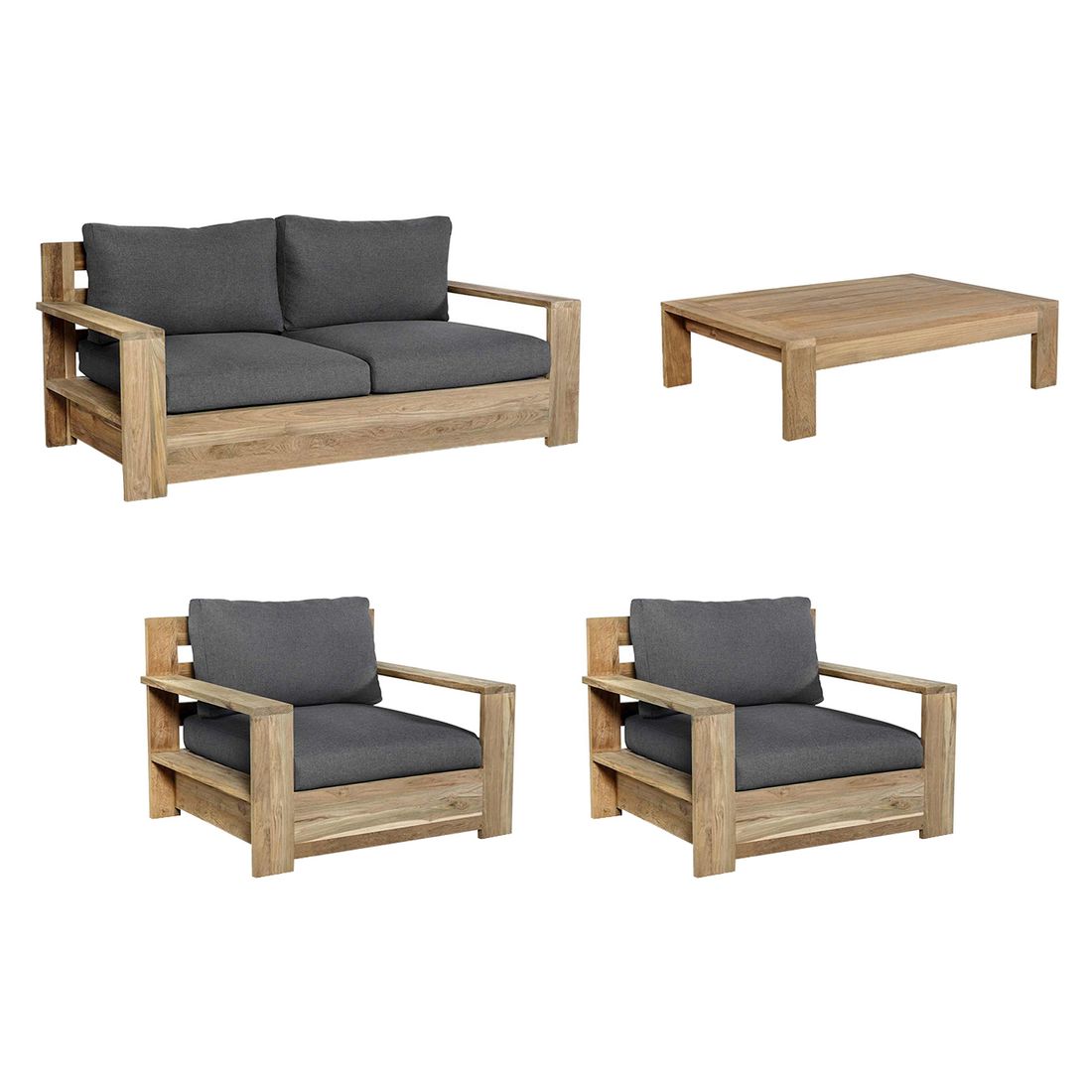 OUTLIV. Castello Loungeset 4-tlg. Recycelt Teak/Sunproof