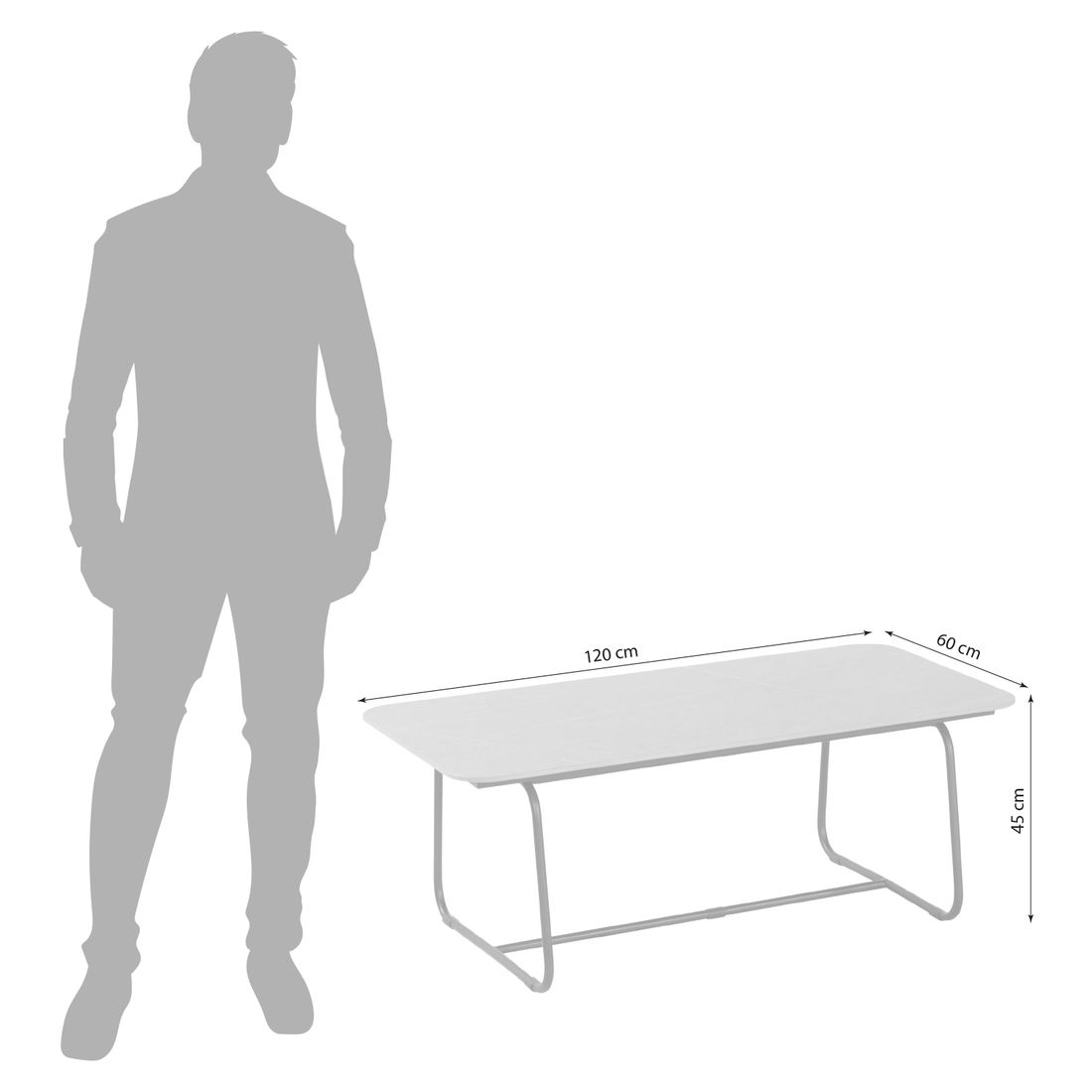Schöner Wohnen Fontein Loungetisch 120x60cm Aluminium/Keramik