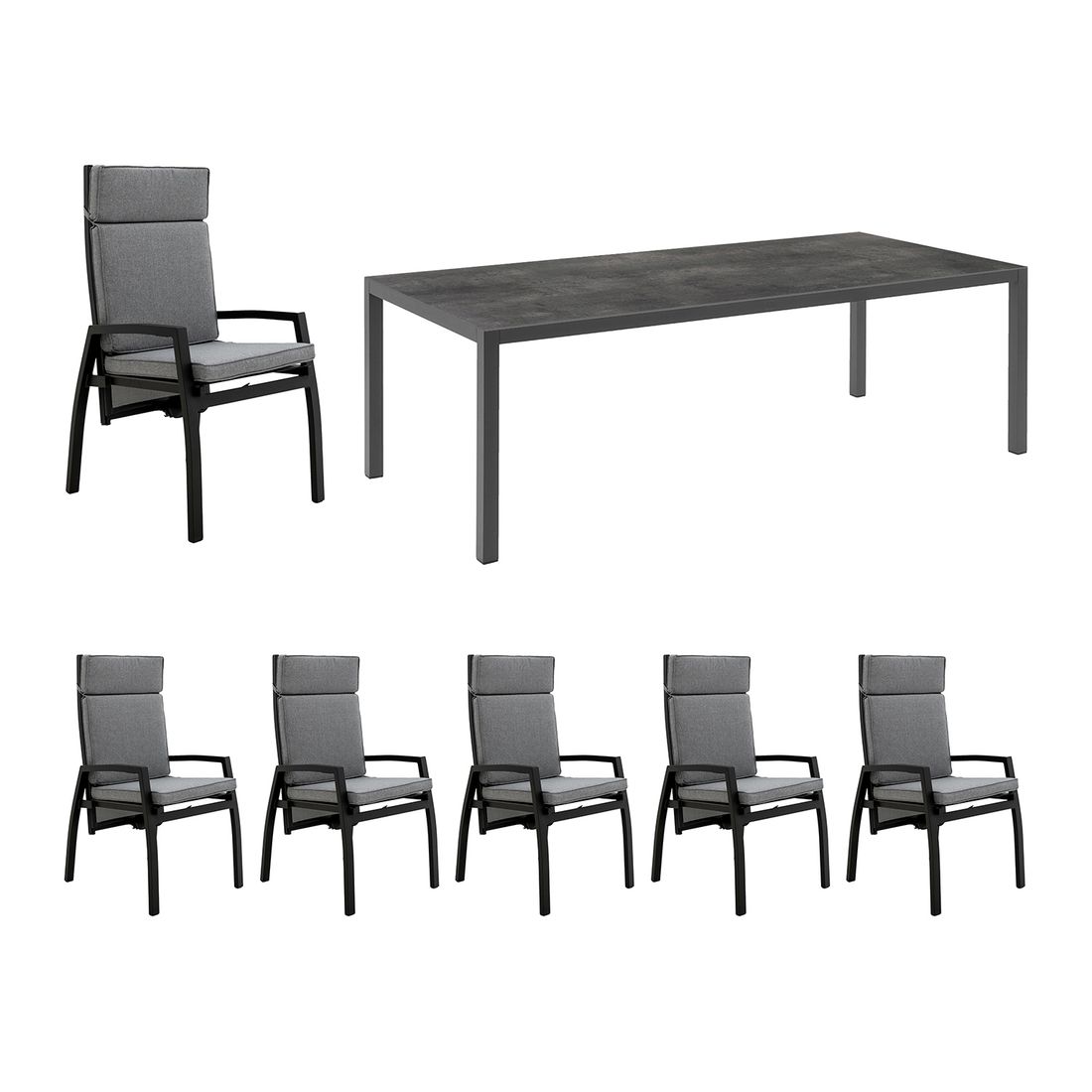 OUTLIV. Perth Gartenmöbel-Set 8-tlg. verstellbar Tisch 220x100cm