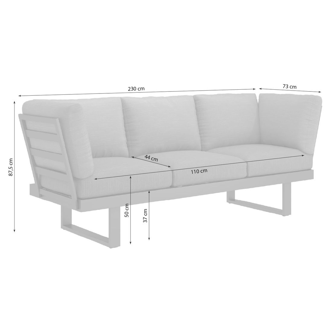 OUTLIV. Atlanta Diningsofa verstellbar Aluminium/Olefin