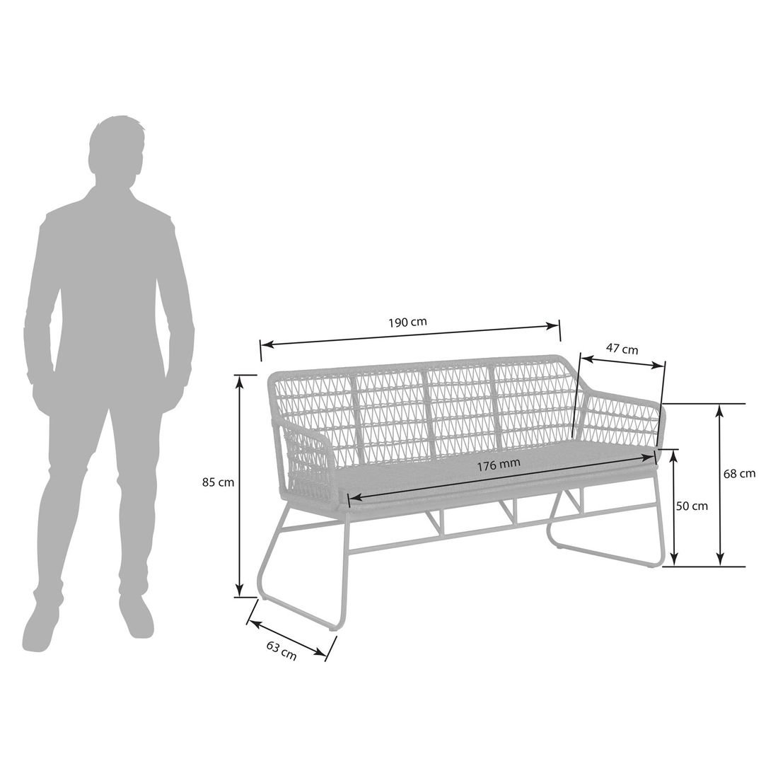 OUTLIV. Verona Gartensofa Aluminium/Rope/Olefin
