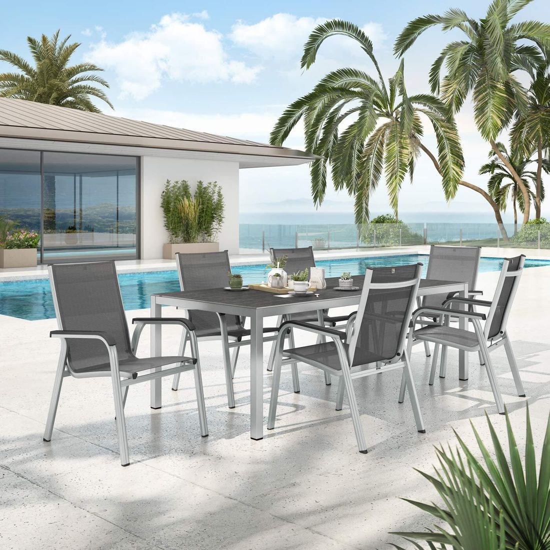 Kettler Basic Plus Gartenmöbel-Set L (6 Plätze) mit OUTLIV. Tisch 220x110cm