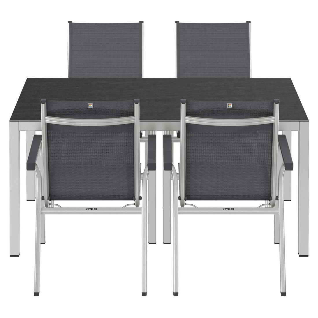 Kettler Basic Plus Gartenmöbel-Set M (4 Plätze) Tisch 160x90cm