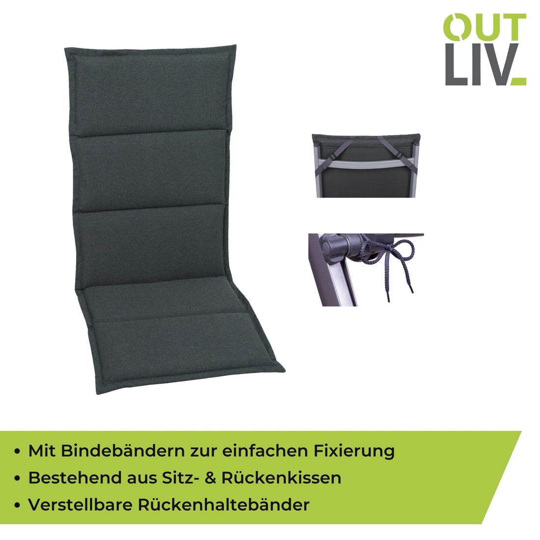 OUTLIV. Gartenstuhlauflage Hochlehner 48x120cm Kunstfaser