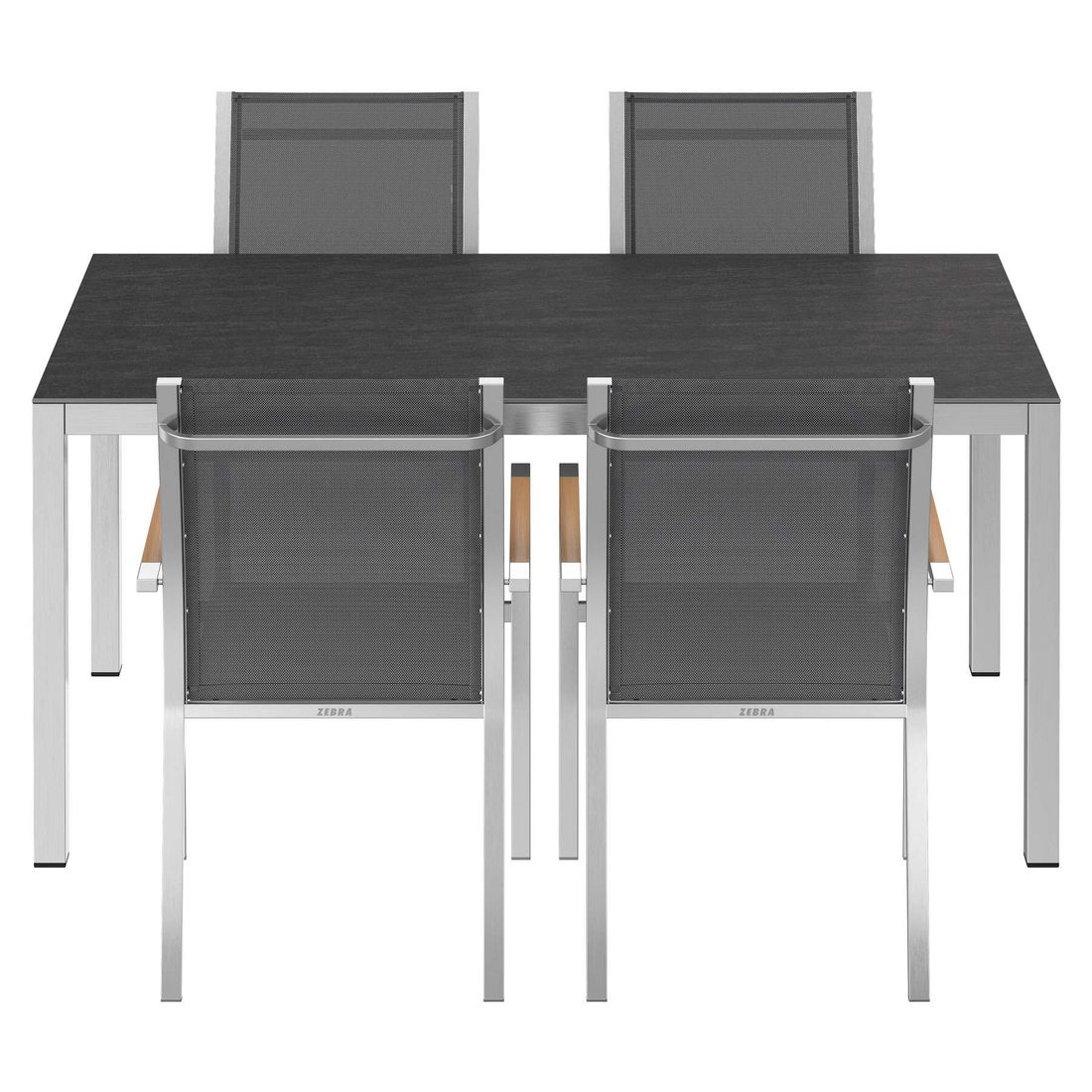 Zebra One Gartenmöbel-Set M (4 Plätze) mit OUTLIV. Tisch 160x90cm