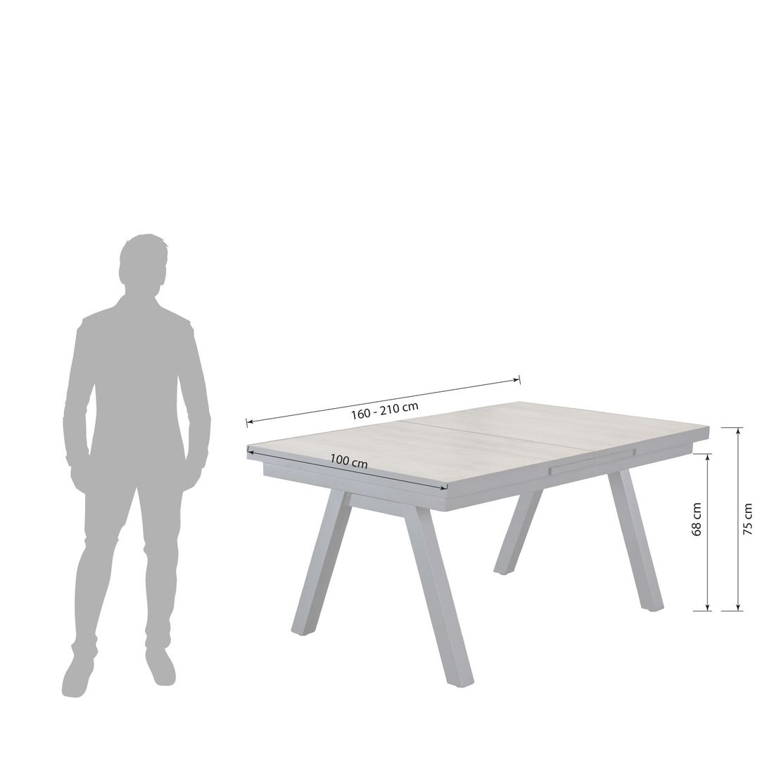 OUTLIV. Alice Ausziehtisch 160/210x100cm Aluminium/Keramik
