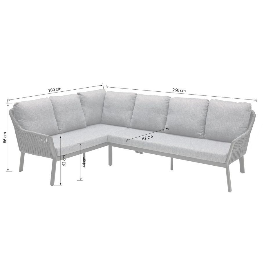 LC Garden Sofano Low Dining Dininglounge Tisch 140x80cm Aluminium/Rope/Olefin