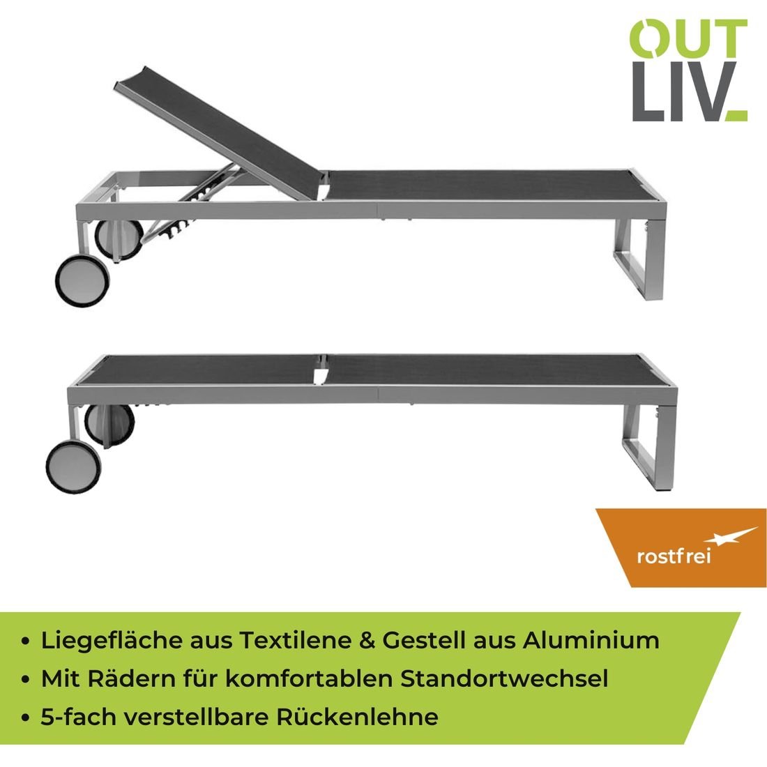 OUTLIV. Florenz Rollliege Aluminium/Textilene