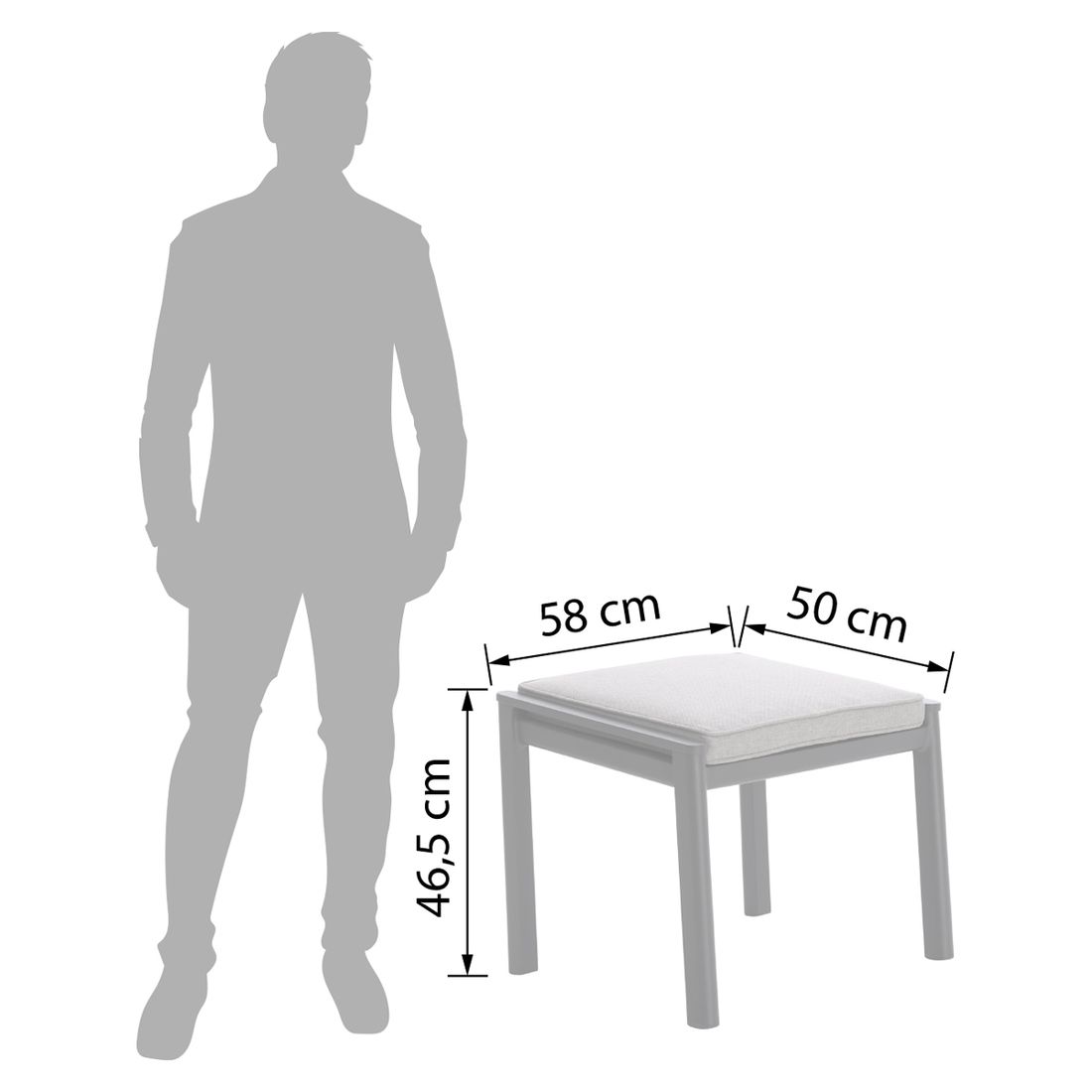 Interliving 7014 Gartenhocker Aluminium mit Sitzkissen