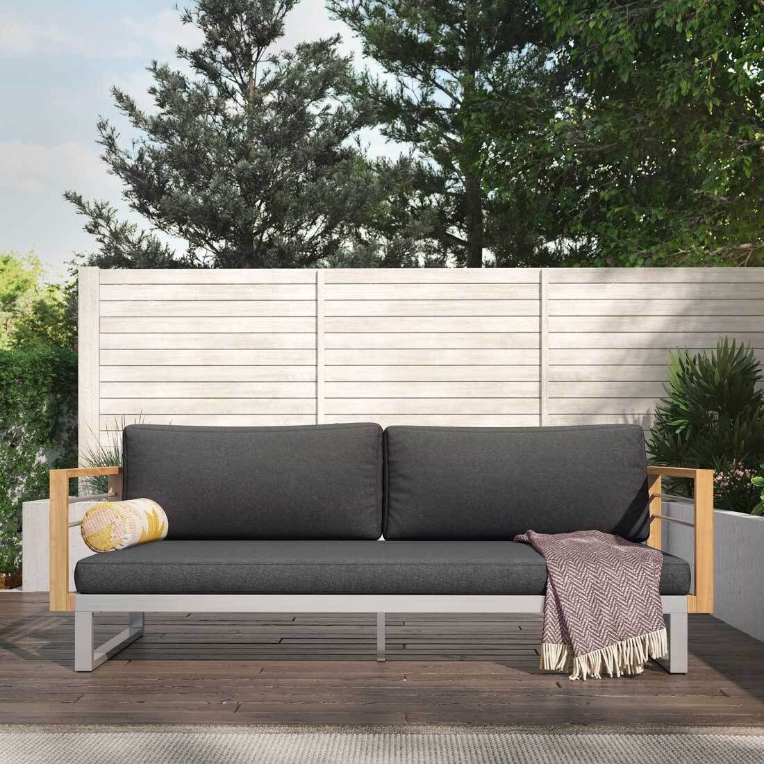 OUTLIV. Hawaii Gartenloungesofa Edelstahl/Teak/Spun Polyester
