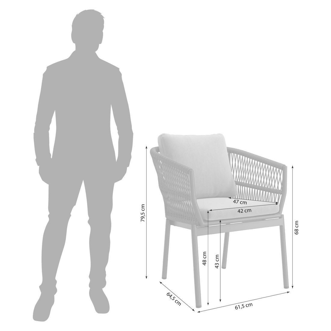 OUTLIV. Alicante Gartensessel Aluminium mit Sitz- und Rückenkissen