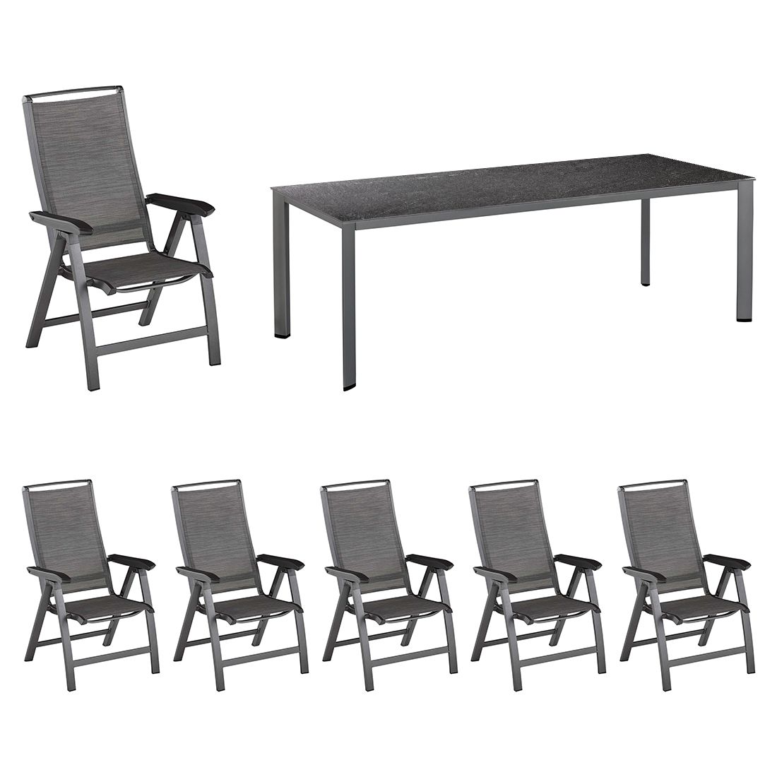 Kettler Forma II Gartenmöbel-Set L verstellbar (6 Plätze) Tisch 220x95cm