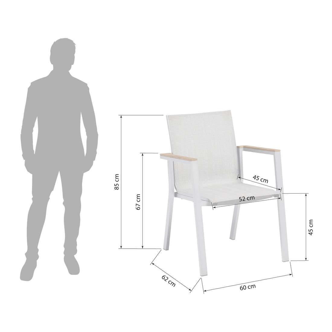 Kettler Rasmus Teak Stapelsessel Aluminium/Outdoorgewebe