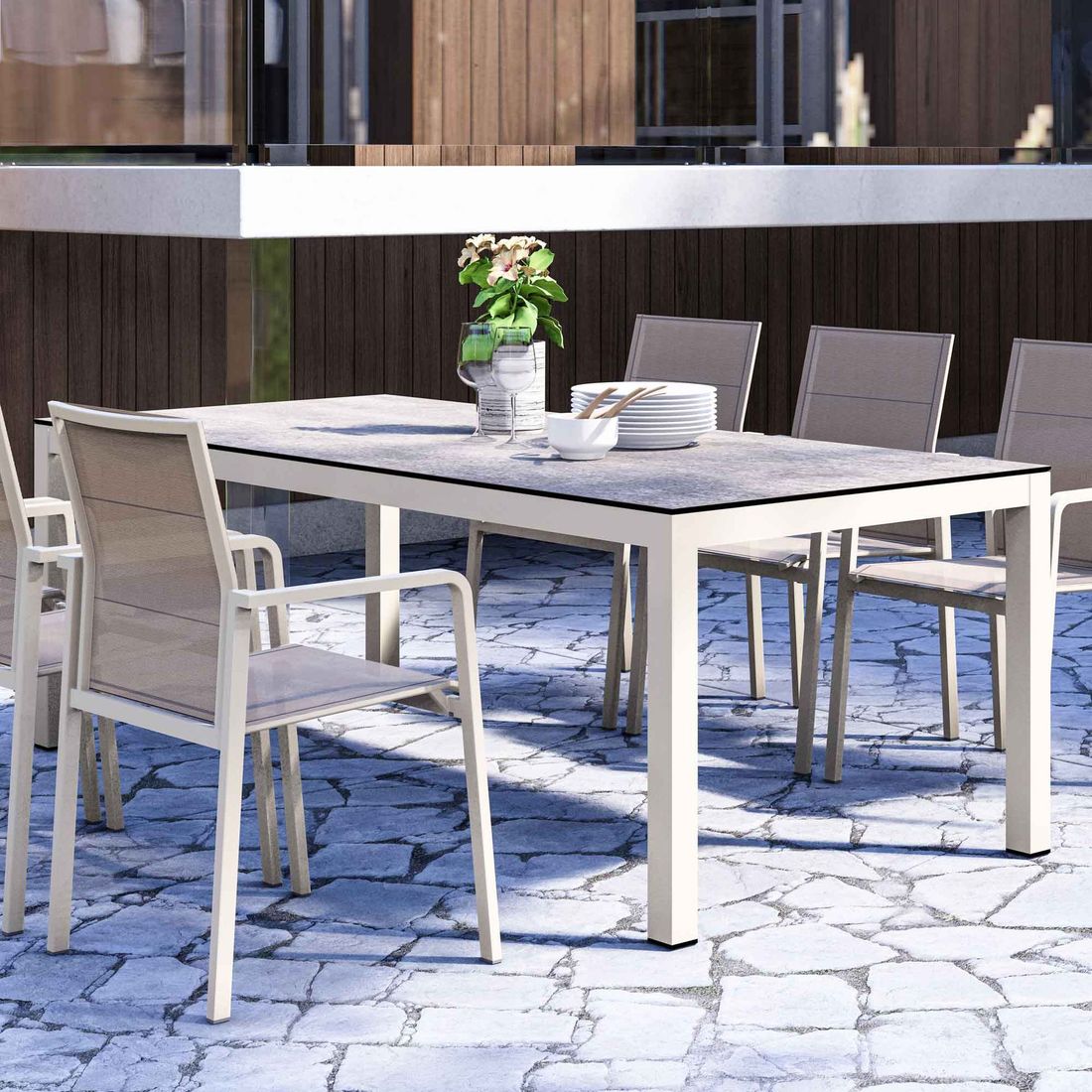 Zebra Alus Gartentisch 180x100cm Aluminium/HPL