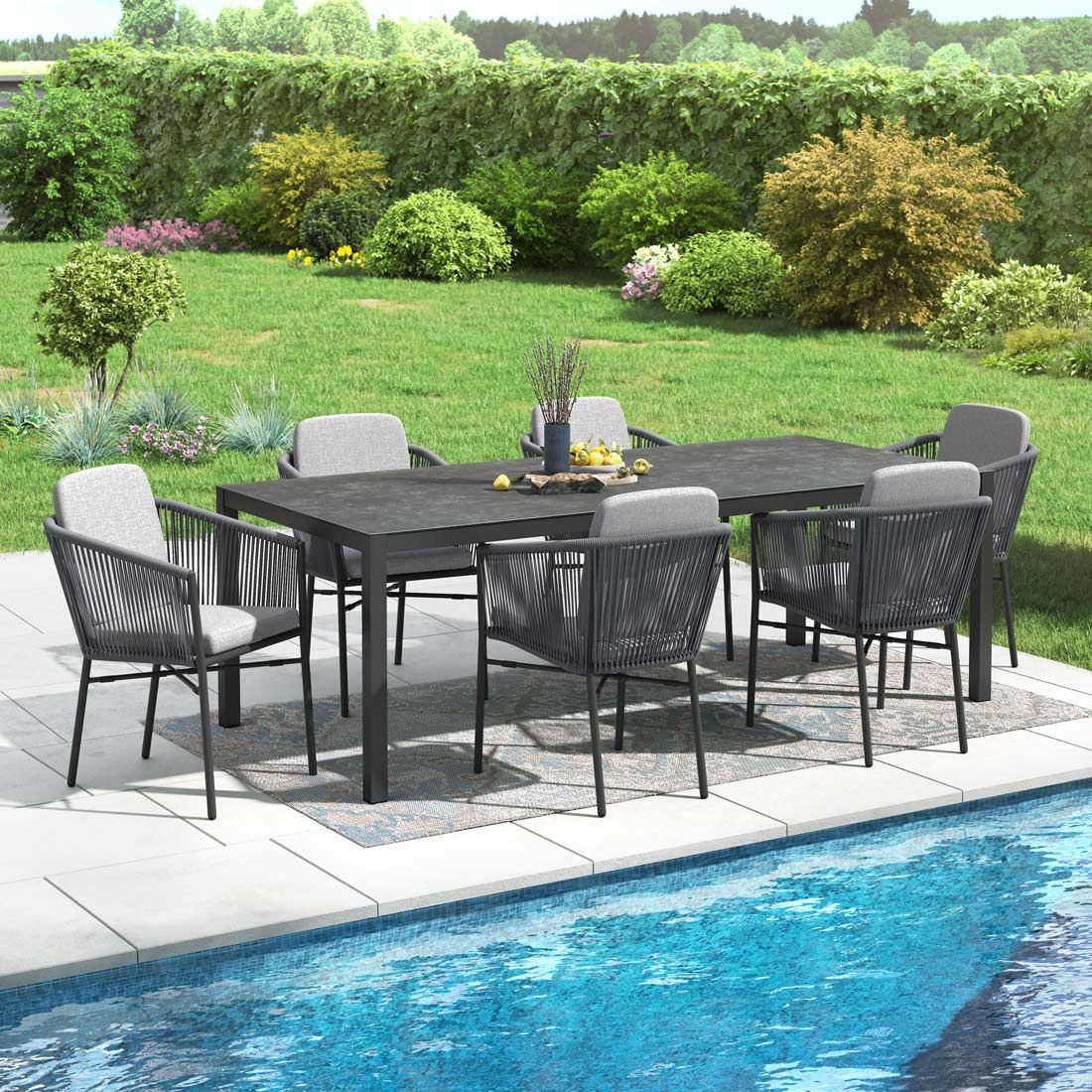 OUTLIV. Ohio Gartenmöbel-Set L (6 Plätze) Tisch 220x100cm