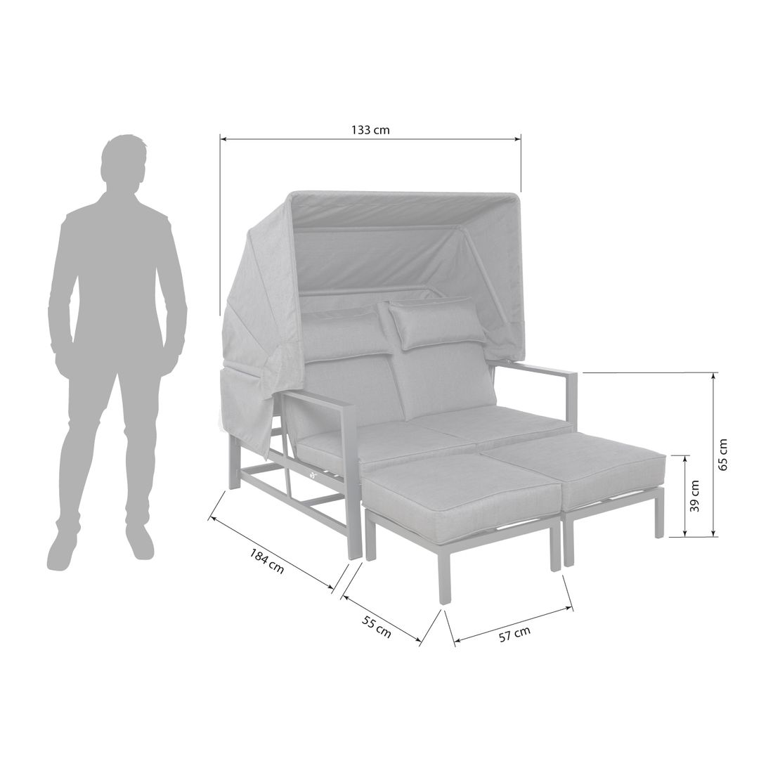 OUTLIV. Atlanta Daybed verstellbar Aluminium/Olefin
