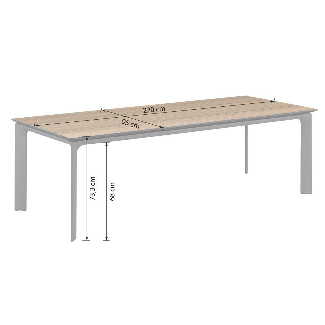 Kettler Diamond Gartentisch 220x95cm Aluminium/HPL