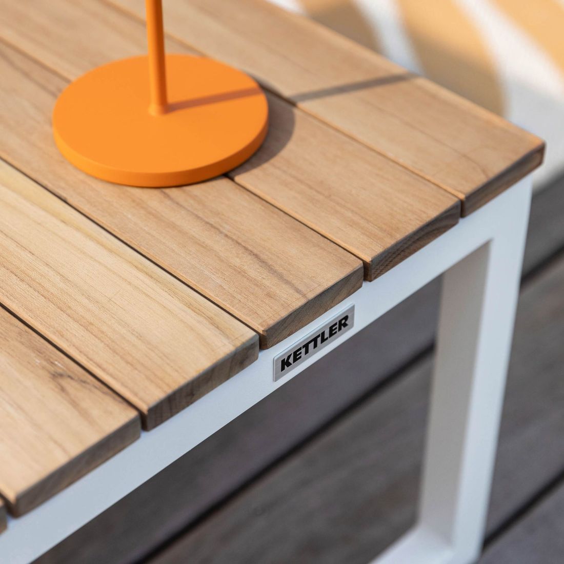 Kettler Ocean Skid Platform Loungetisch 95x70cm Aluminium/Teak