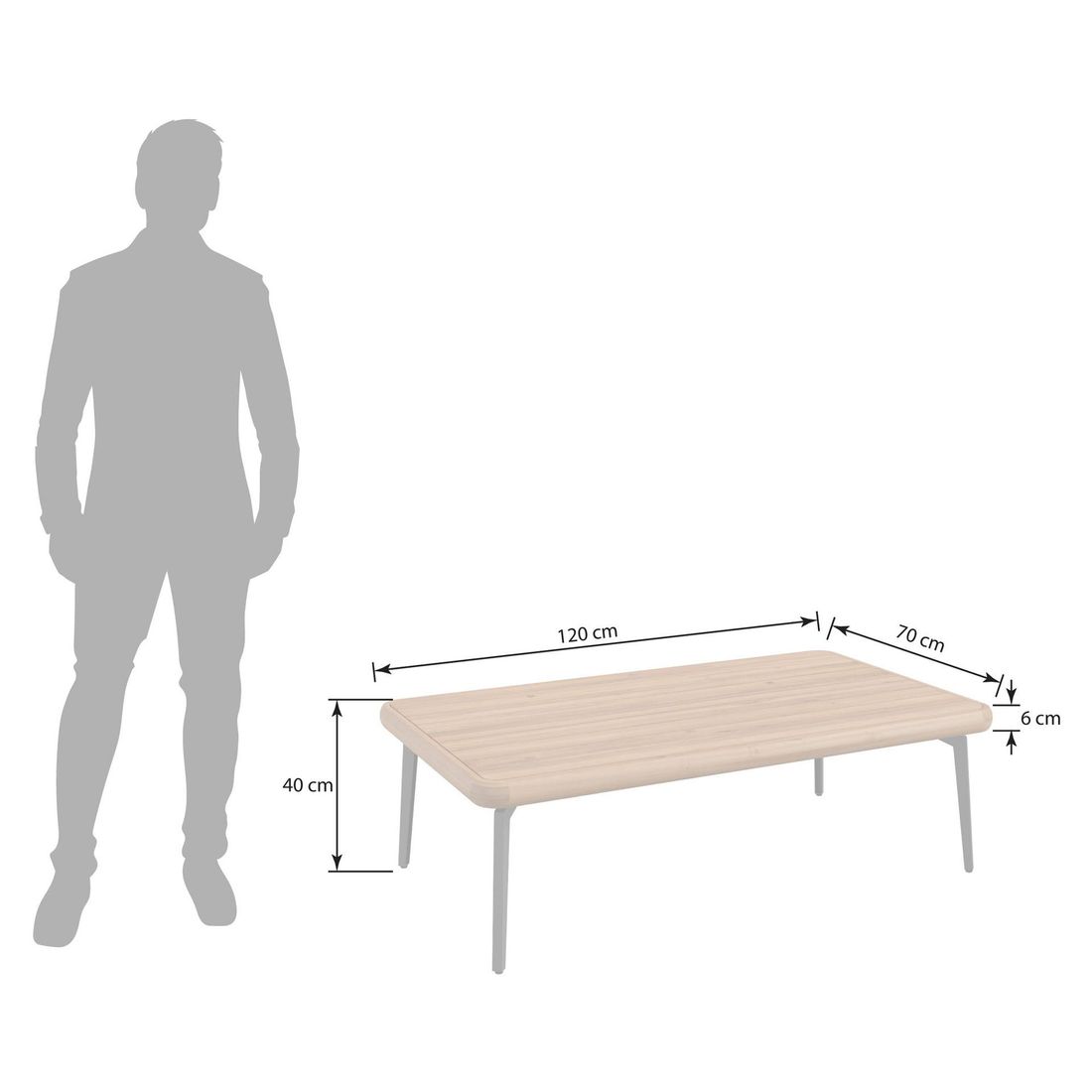OUTLIV. Ava Loungetisch 120x70cm Stahl/Akazie