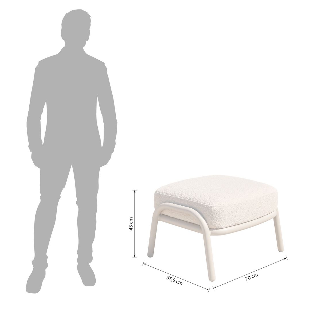 Zebra Ares Loungehocker Aluminium/Sunproof