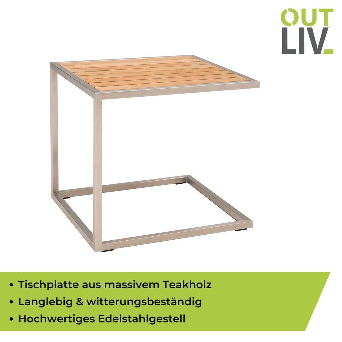 OUTLIV. Pasadena Beistelltisch 45x50x45cm Edelstahl/Teak