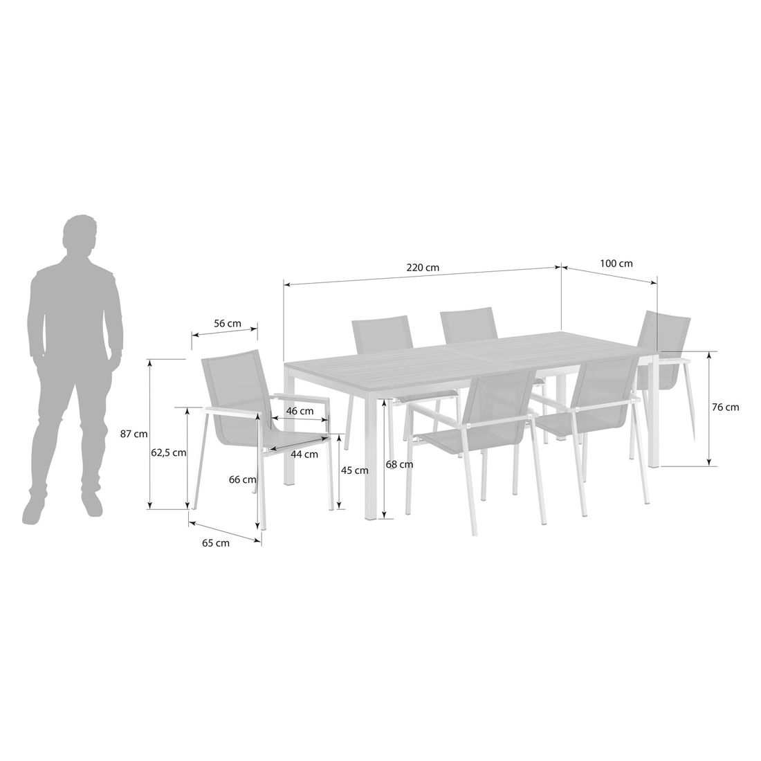 OUTLIV. Rimini Gartenmöbel-Set L (6 Plätze) Tisch 220x100cm