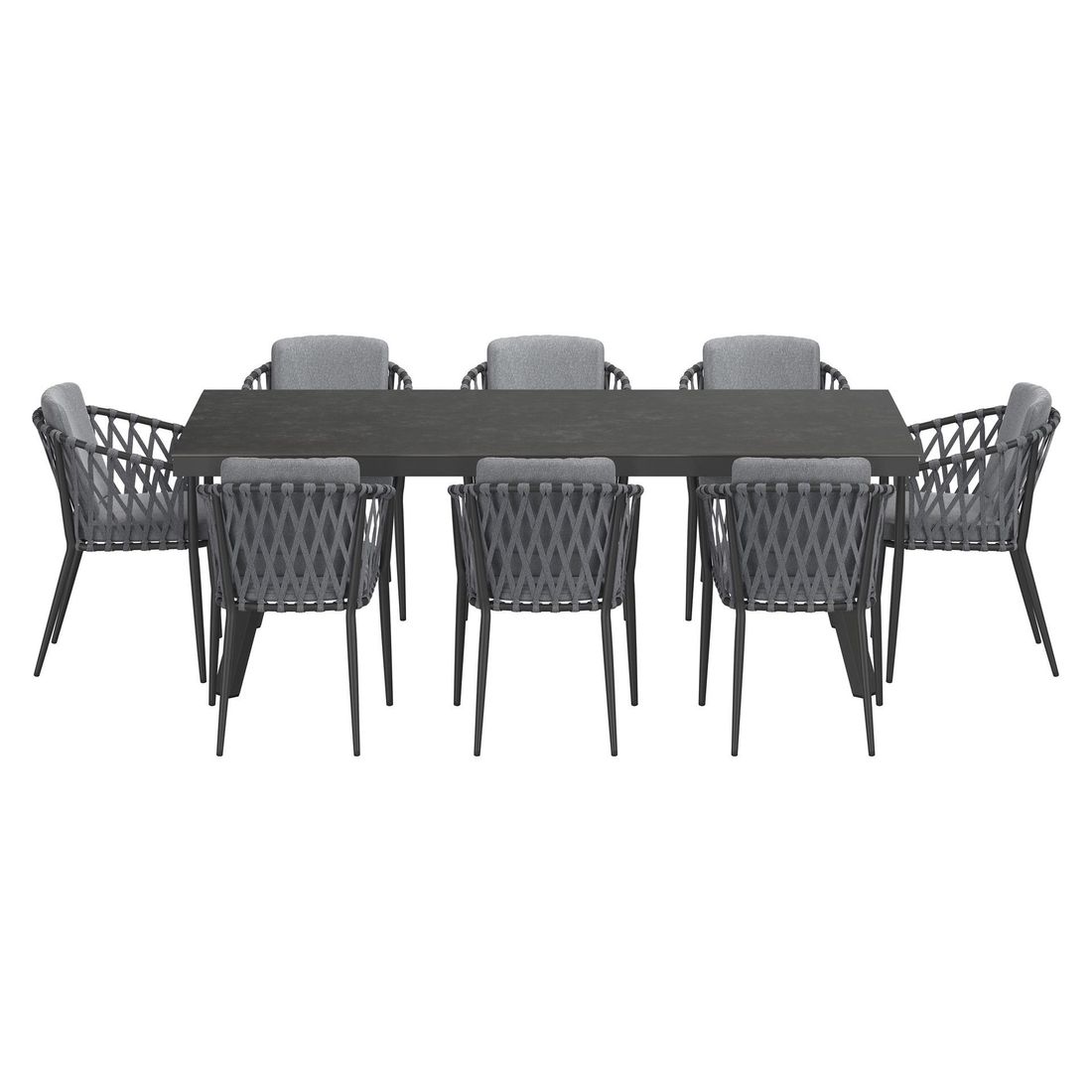 OUTLIV. Cairns Gartenmöbel-Set XL (8 Plätze) Tisch 220x100cm Aluminium/Glaskeramik Vierfuß