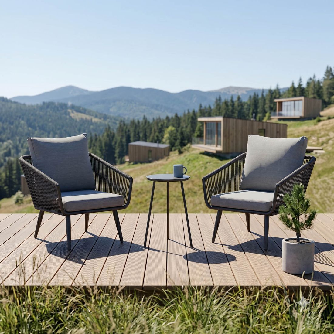 OUTLIV. Alex Loungeset inkl. Beistelltisch Aluminium/Rope/Olefin