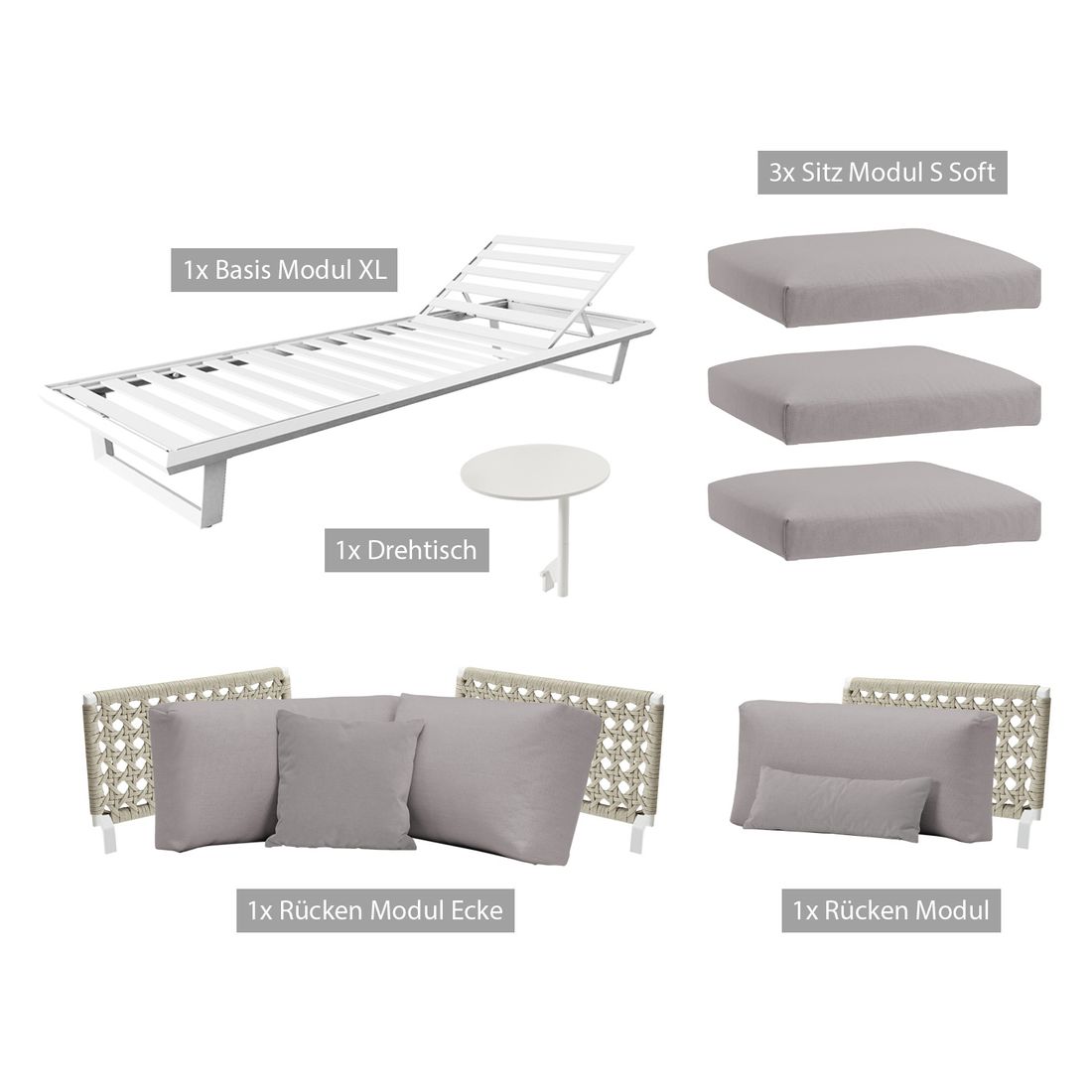 Solpuri Boom Gartenloungesofa verstellbar Aluminium/Bombay