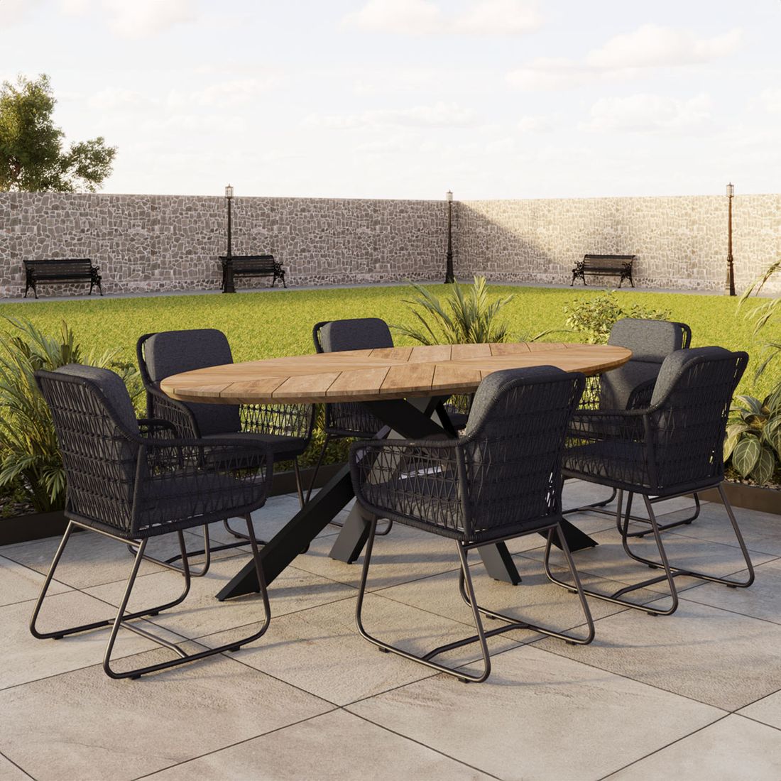 OUTLIV. Verona Gartenmöbel-Set L (6 Plätze) Tisch 220x100cm