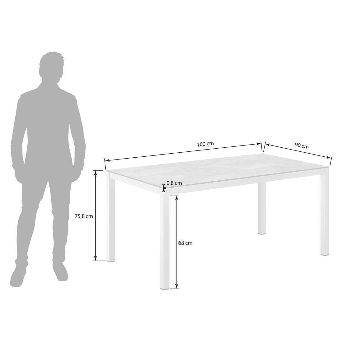 OUTLIV. Gartentisch 160x90cm Aluminium/Dekton