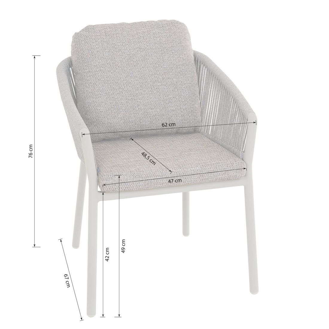 Siena Garden Merano Stapelsessel Aluminium mit Sitz- und Rückenkissen