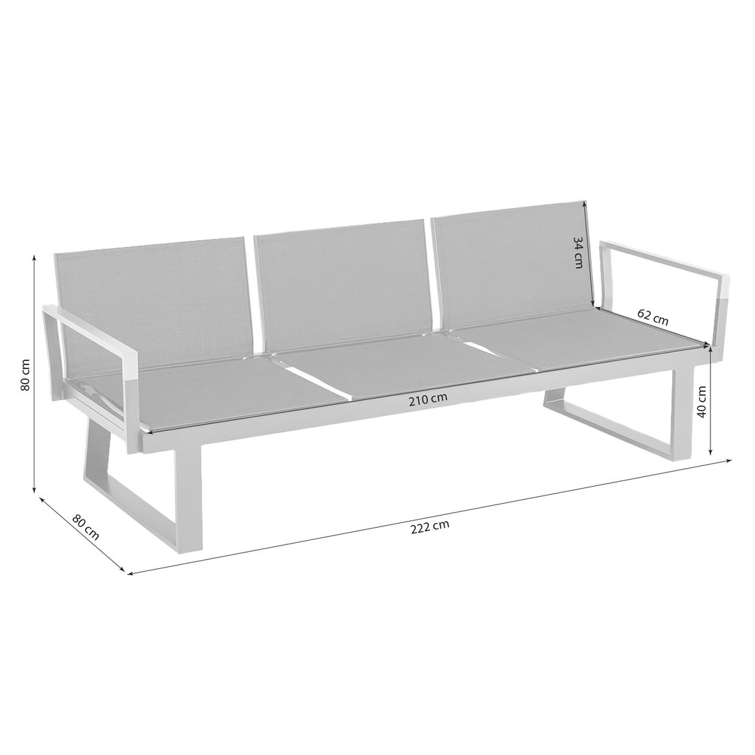 Kettler Rasmus Modular Gartenbank Aluminium/Outdoorgewebe