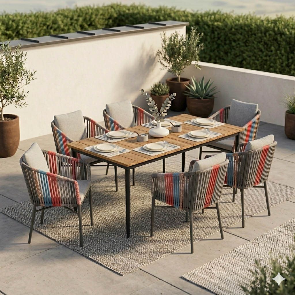 Acamp Manhattan Gartenmöbel-Set L (6 Plätze) mit OUTLIV. Tisch 220x100cm