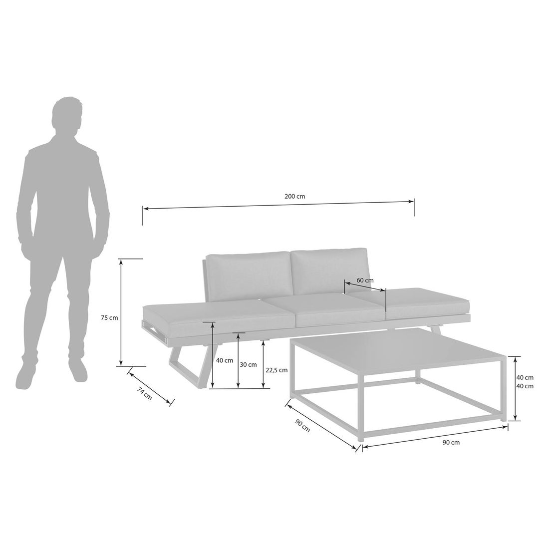 OUTLIV. Lucca Loungeset inkl. Lougetisch Aluminium/Polyester