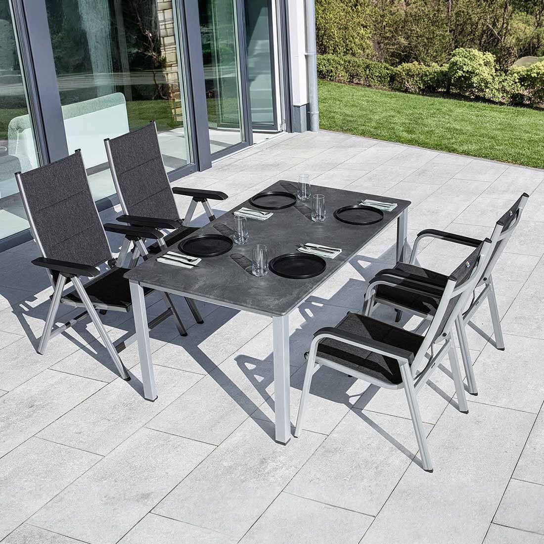 Kettler Basic Plus Padded Gartenmöbel-Set M  verstellbar (4 Plätze) Tisch 160x90cm