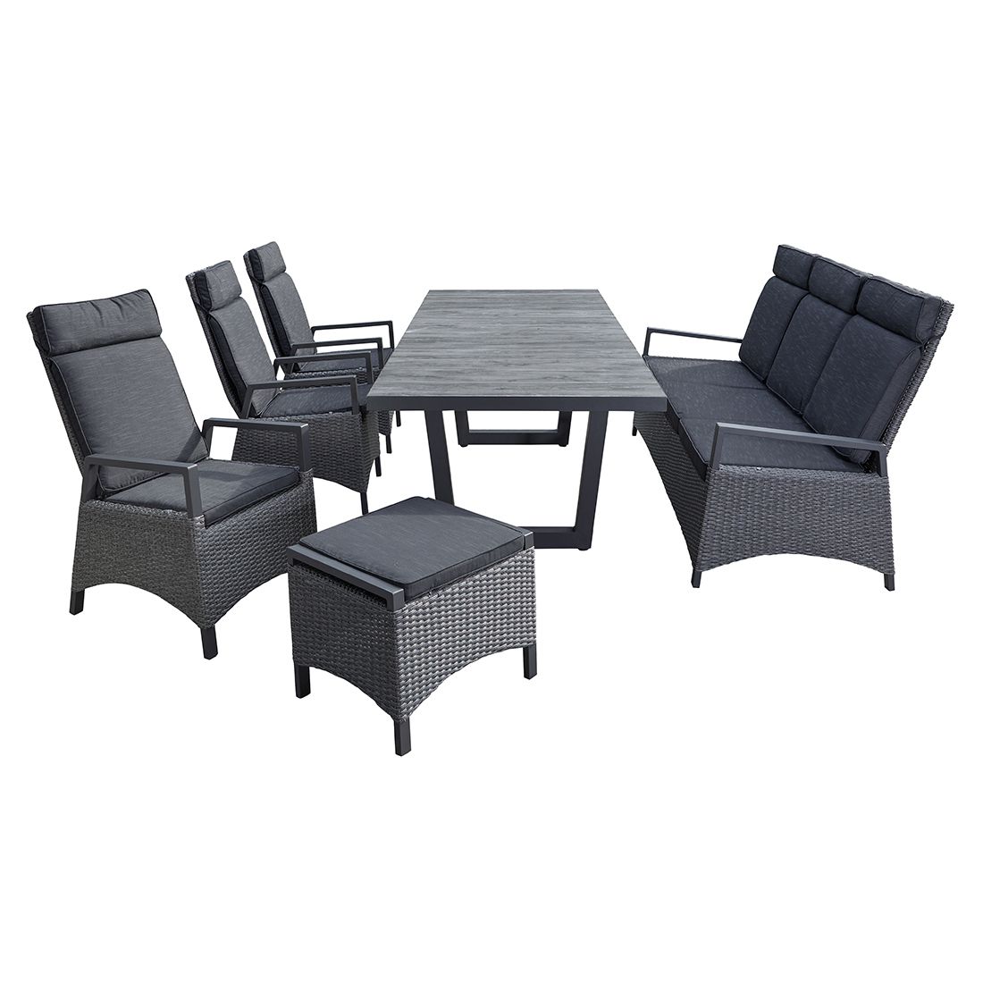 LC Garden Keramo Gartenmöbel-Set L verstellbar 6 (Plätze) Tisch 200/260x100cm