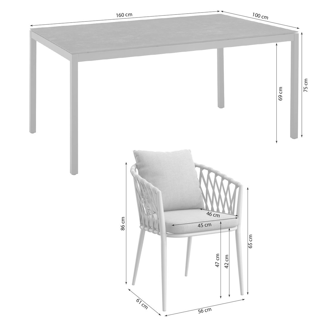 LC Garden Sunrepo Gartenmöbel-Set M (4 Plätze) mit OUTLIV. Tisch 160x100cm