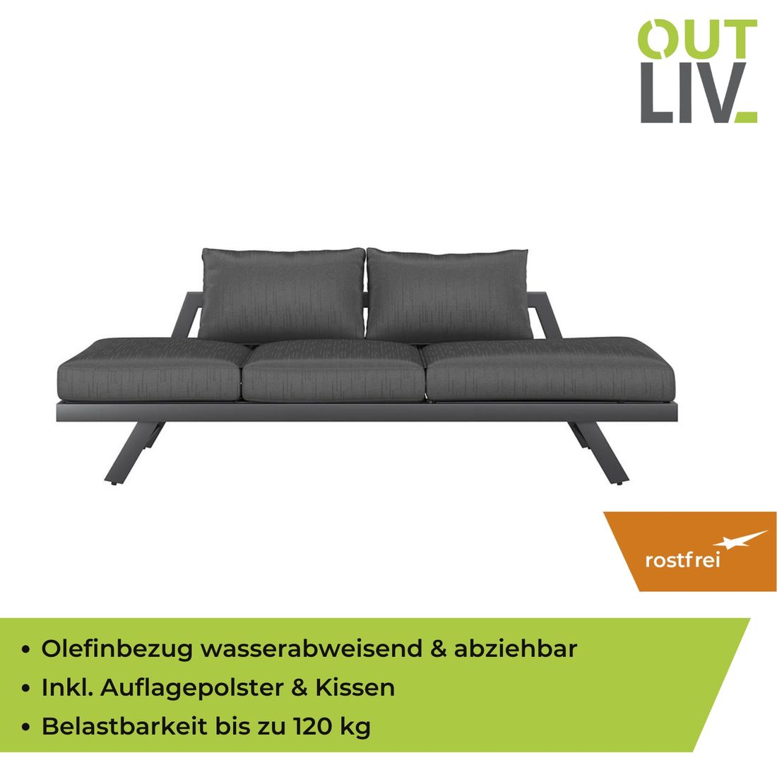 OUTLIV. Atlanta Gartenloungesofa Aluminium/Olefin