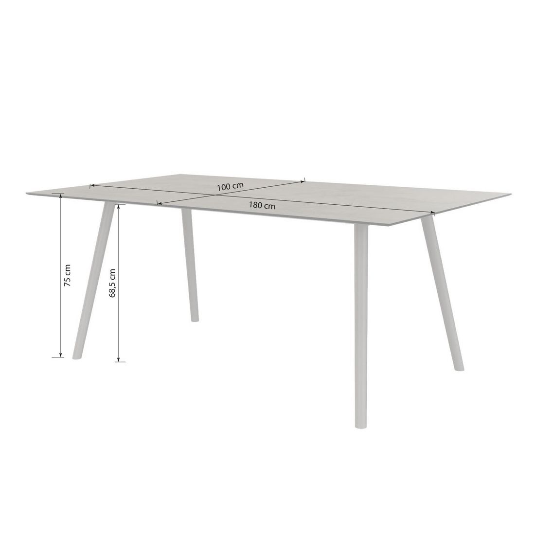 Stern Interno Gartentisch 180x100cm Aluminium/Silverstar 2.0