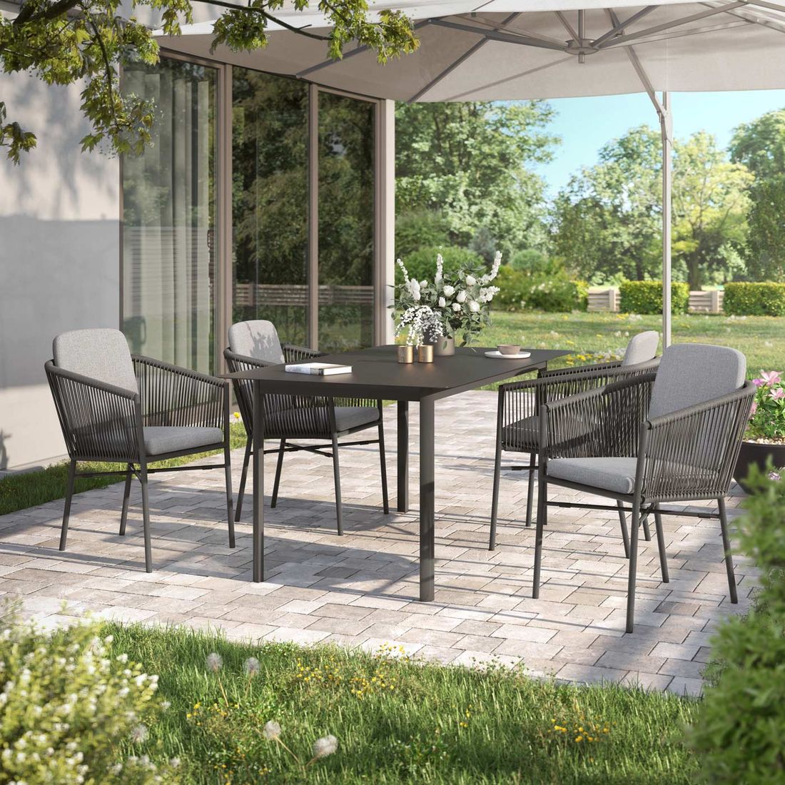 OUTLIV. Ohio Gartenmöbel-Set M (4 Plätze) Tisch 160x90cm