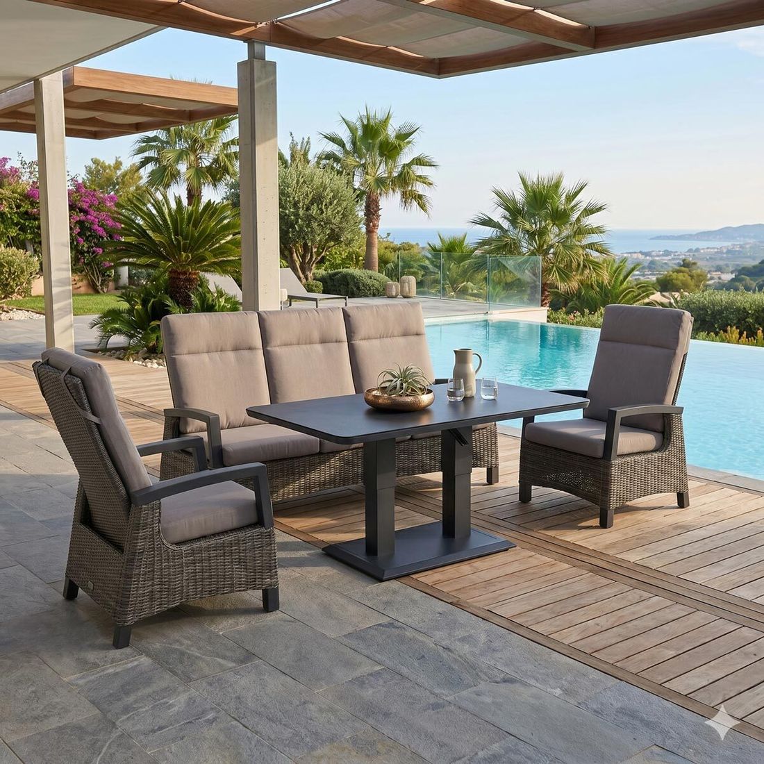 Siena Garden Corido Gartenmöbel-Set M (5 Plätze) mit OUTLIV. Tisch 150x90cm