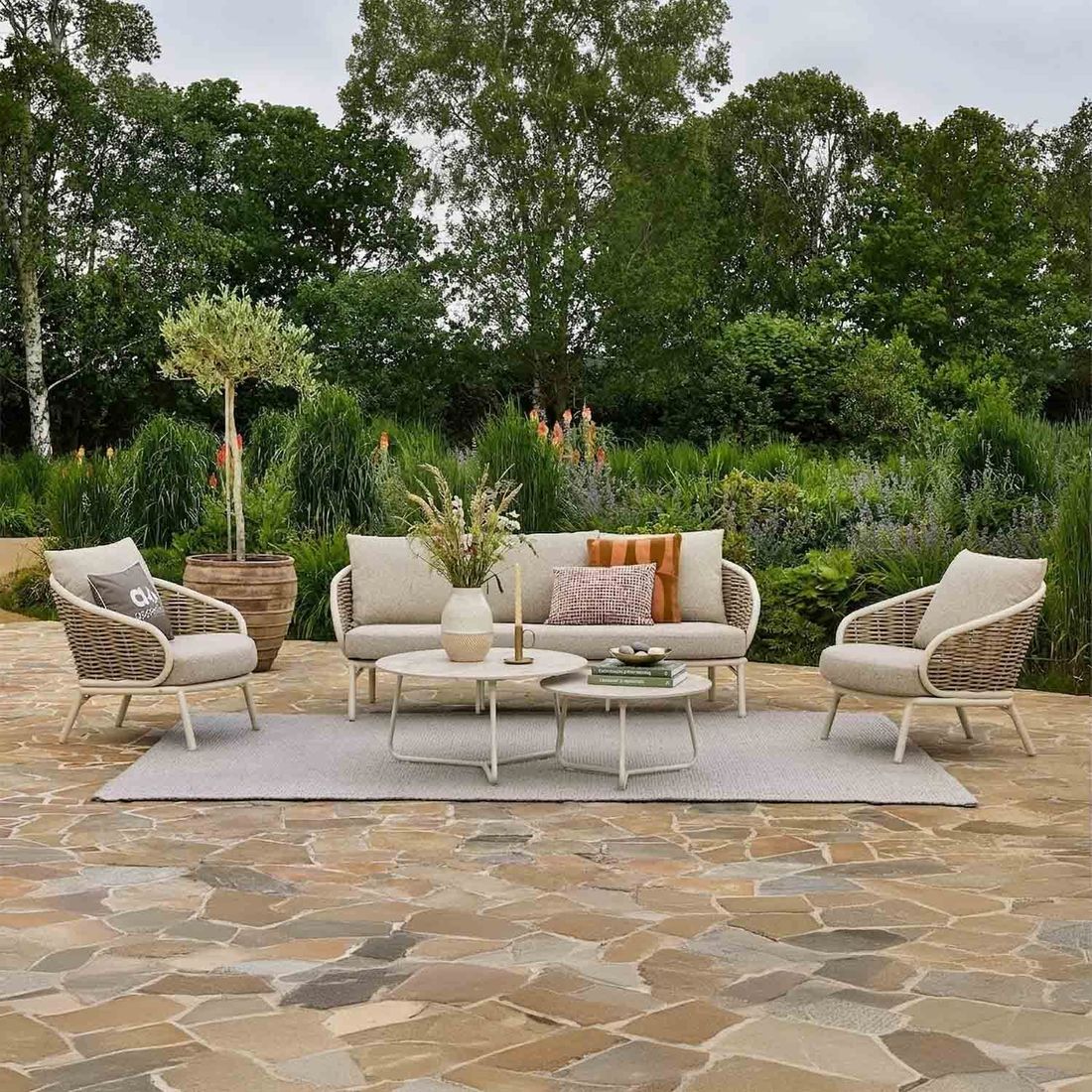 Apple Bee Pine Key Loungeset inkl. Loungetische Aluminium/Polyrattan/Bee Wett