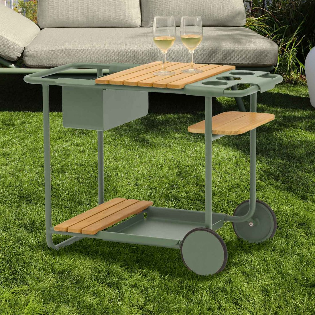 Zebra Somerset Servierwagen Aluminium/Teak
