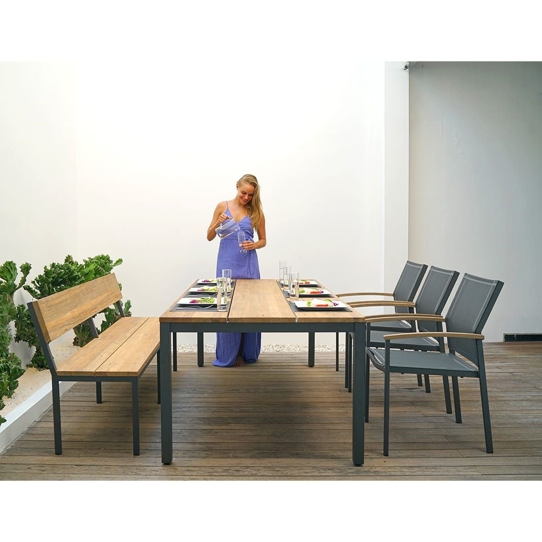 Zebra Alex Gartenmöbel-Set L (7 Plätze) Tisch 220x100cm