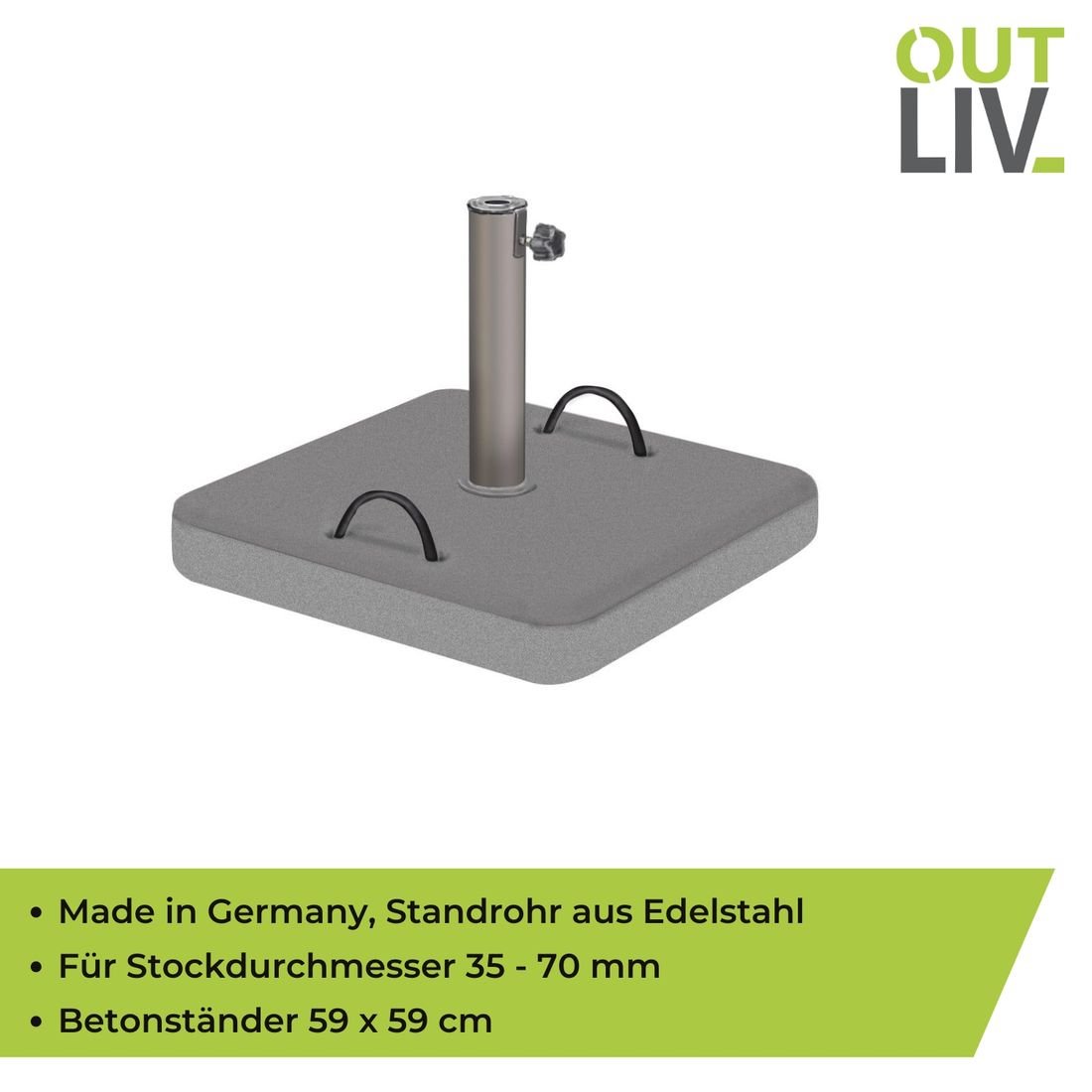 OUTLIV. Betonschirmständer 60kg mit Rohr