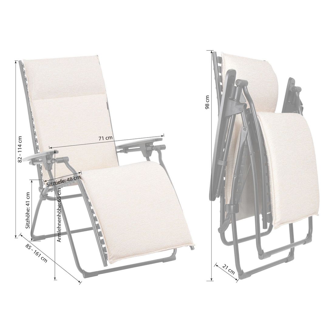 Lafuma Evolution Niksen Relaxliege Stahl/Olefin